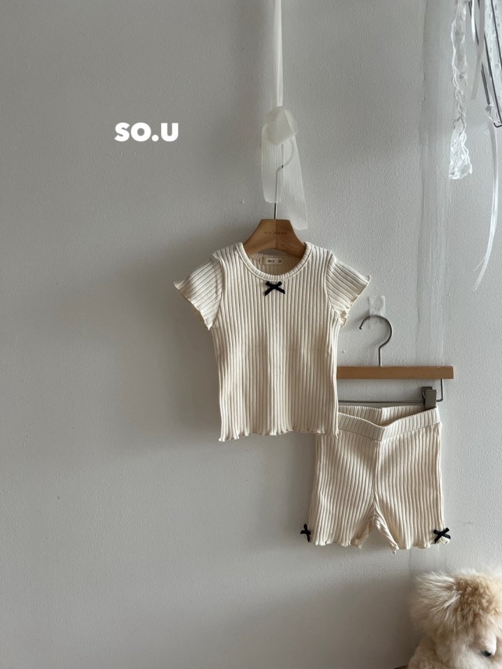 So U - Korean Baby Fashion - #onlinebabyshop - Summer Ribbed Frilly Set