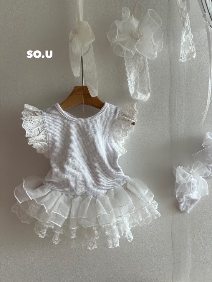 So U - Korean Baby Fashion - #smilingbaby - Lace Wing Frill Tee - 12