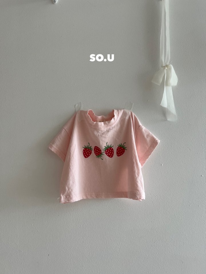 So U - Korean Baby Fashion - #onlinebabyshop - Strawberry Print Tee - 4