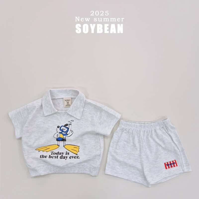 Soybean - Korean Children Fashion - #Kfashion4kids - Collar Snorkeling Top Bottom Set - 6