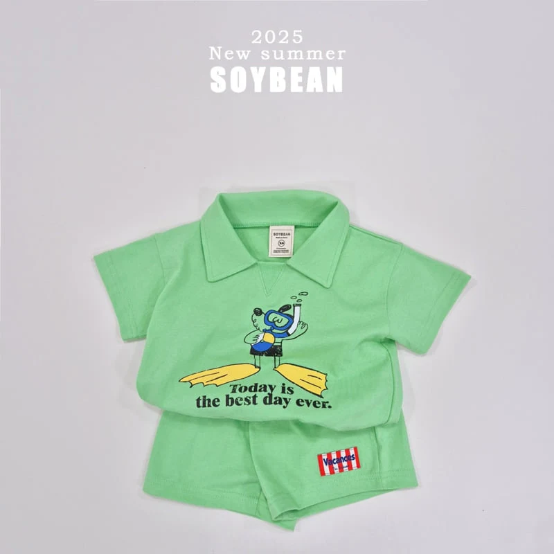 Soybean - Korean Children Fashion - #childofig - Collar Snorkeling Top Bottom Set - 12