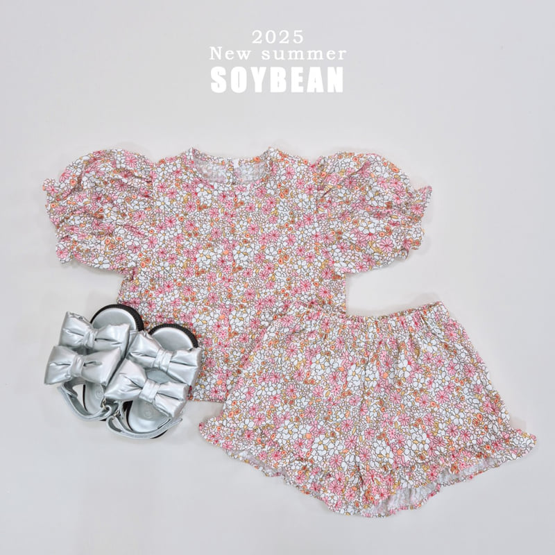 Soybean - Korean Children Fashion - #childofig - Flower Puff Top Bottom Set Set - 7