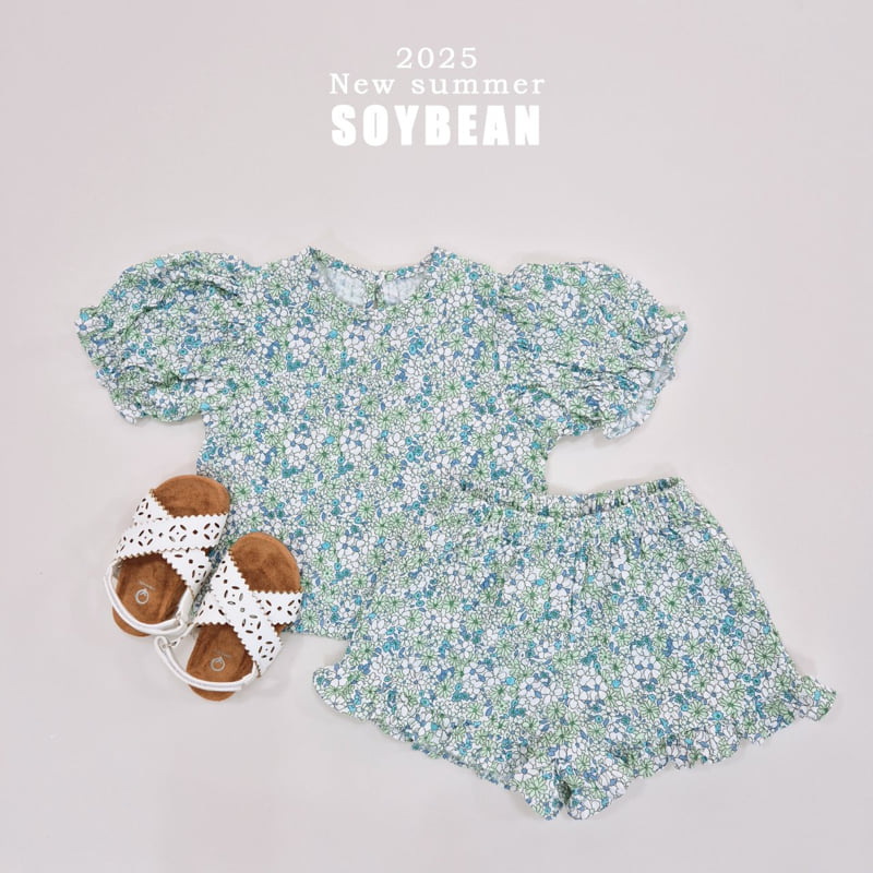 Soybean - Korean Children Fashion - #childofig - Flower Puff Top Bottom Set Set - 8