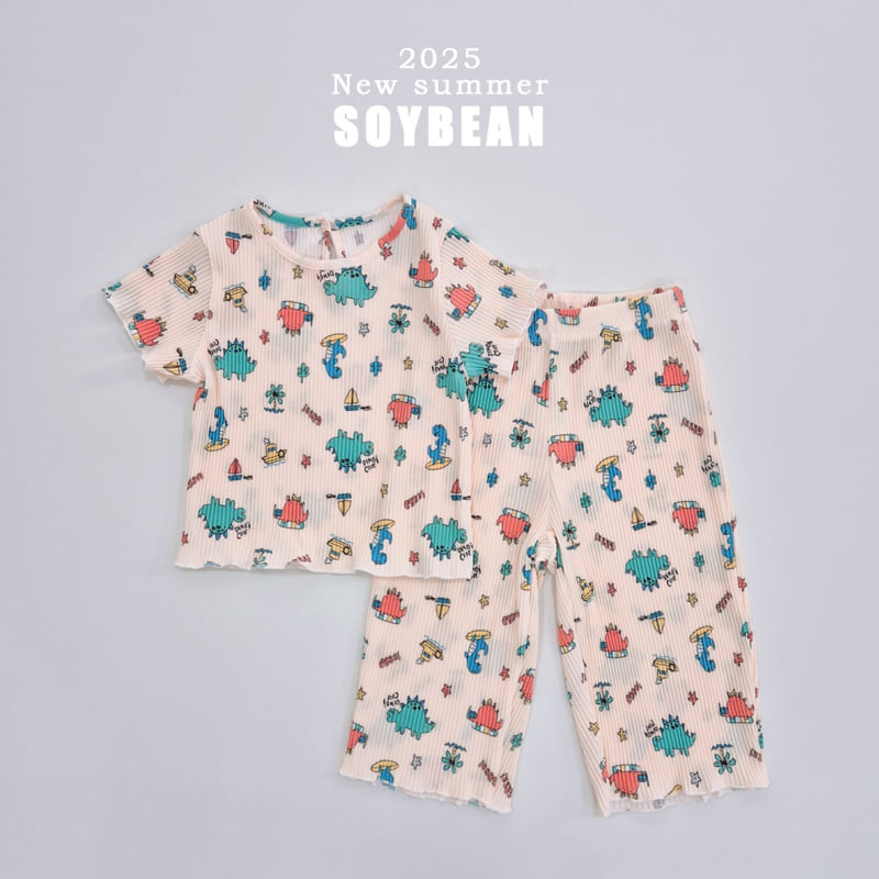 Soybean - Korean Children Fashion - #childofig - Pleated Dino Top Bottom Set - 9