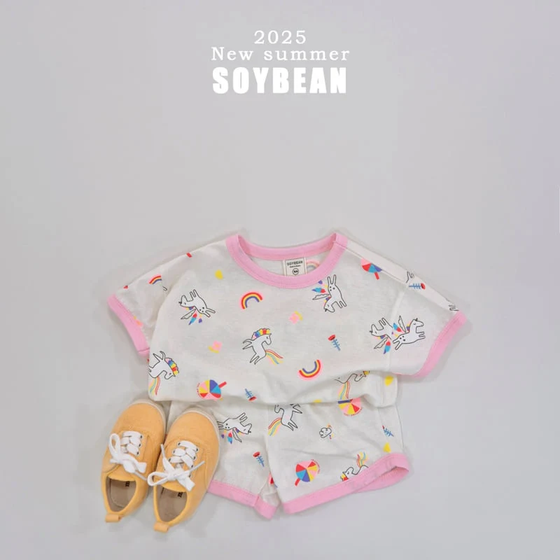 Soybean - Korean Children Fashion - #childofig - Unicorn Ringer Top Bottom Set - 3