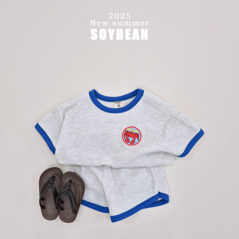 Soybean - Korean Children Fashion - #childofig - Waffle Embroidery Top Bottom Set - 4