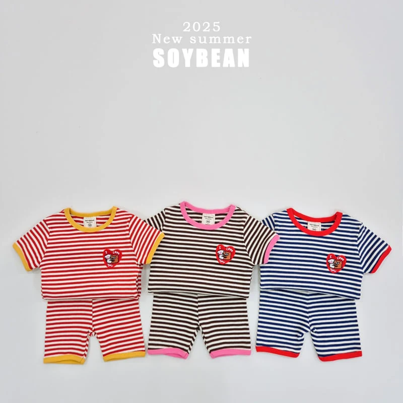 Soybean - Korean Children Fashion - #childrensboutique - Heart Rib Top Bottom Set