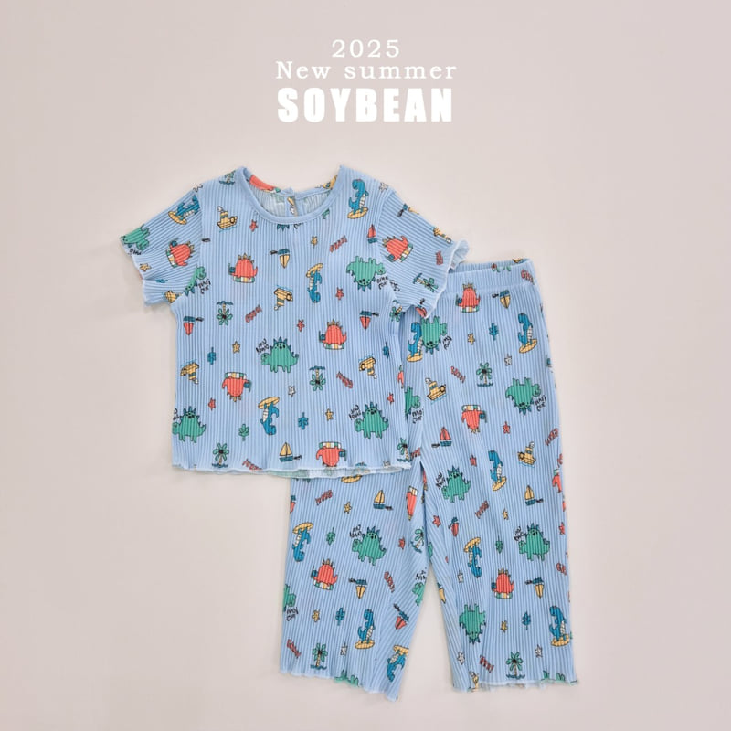 Soybean - Korean Children Fashion - #childrensboutique - Pleated Dino Top Bottom Set - 10