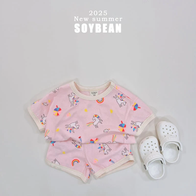 Soybean - Korean Children Fashion - #childofig - Unicorn Ringer Top Bottom Set - 4