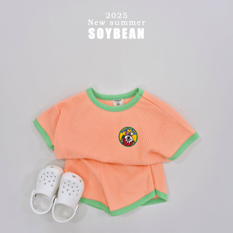Soybean - Korean Children Fashion - #designkidswear - Waffle Embroidery Top Bottom Set - 5
