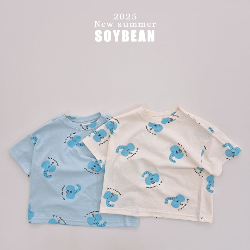 Soybean - Korean Children Fashion - #designkidswear - Elephant Short Sleeve Tee