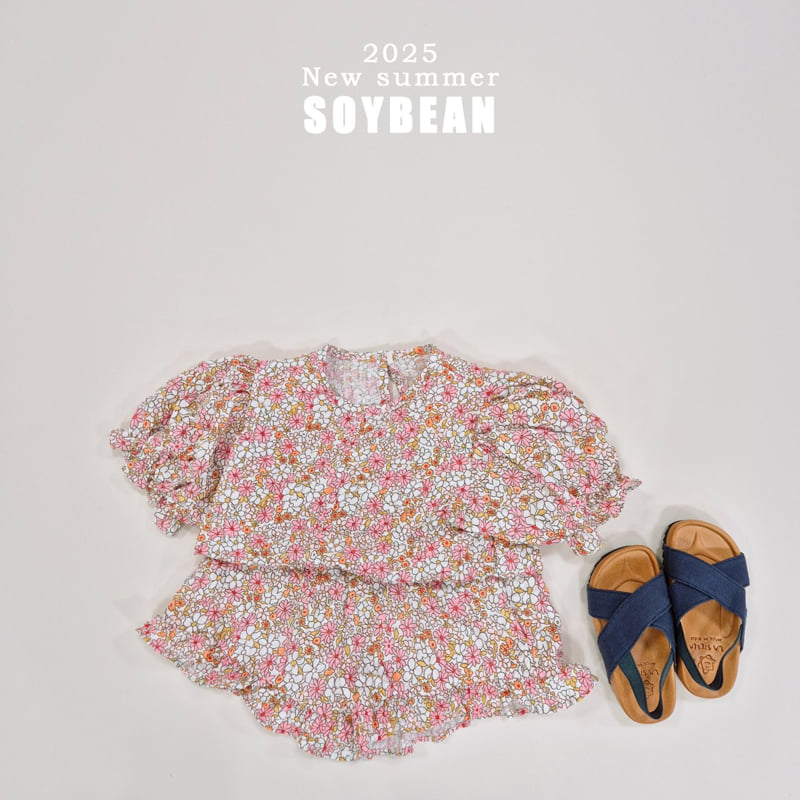 Soybean - Korean Children Fashion - #discoveringself - Flower Puff Top Bottom Set Set - 11