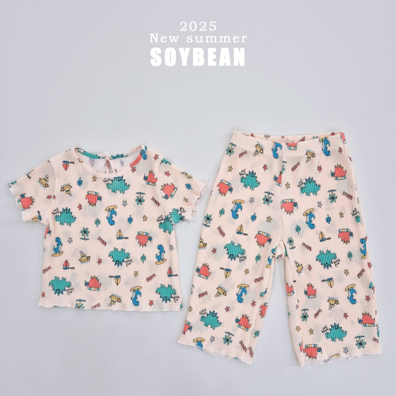 Soybean - Korean Children Fashion - #discoveringself - Pleated Dino Top Bottom Set - 12
