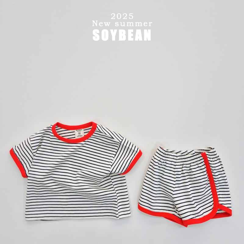 Soybean - Korean Children Fashion - #discoveringself - Ringer Stripe Top Bottom Set - 10