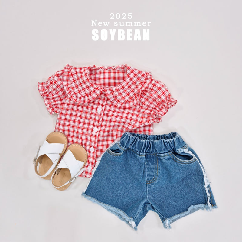 Soybean - Korean Children Fashion - #fashionkids - Cutting Line Denim Shorts - 9