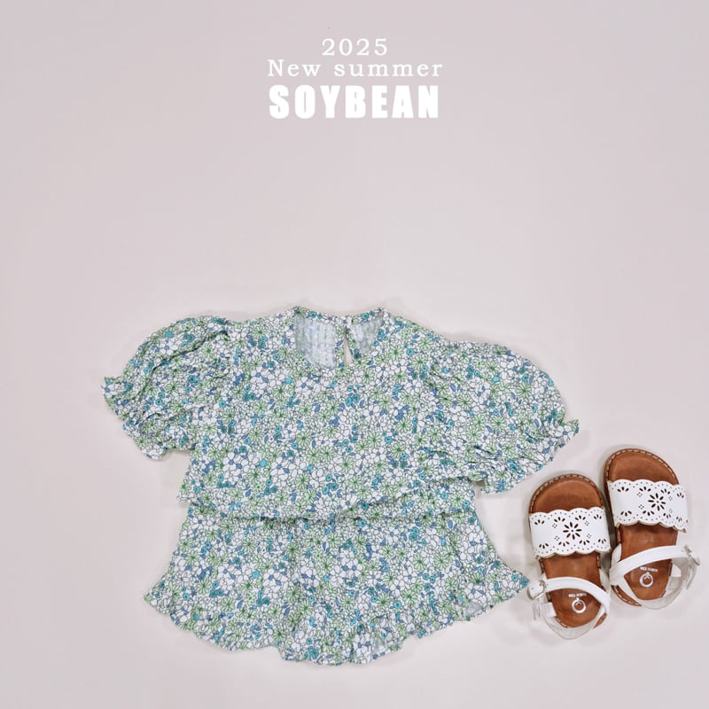 Soybean - Korean Children Fashion - #fashionkids - Flower Puff Top Bottom Set Set - 12