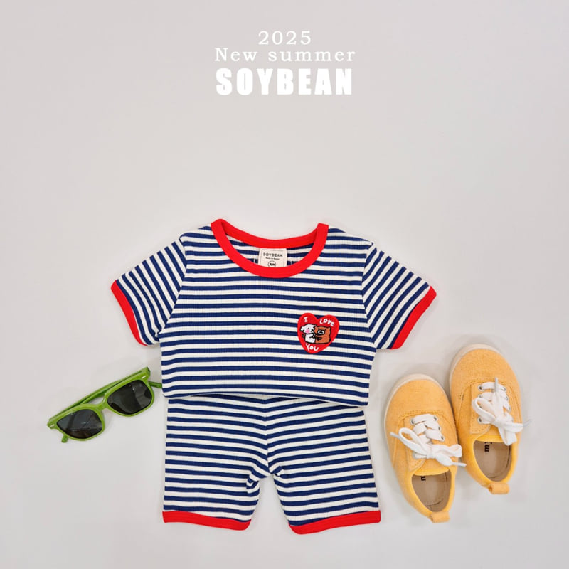 Soybean - Korean Children Fashion - #discoveringself - Heart Rib Top Bottom Set - 4
