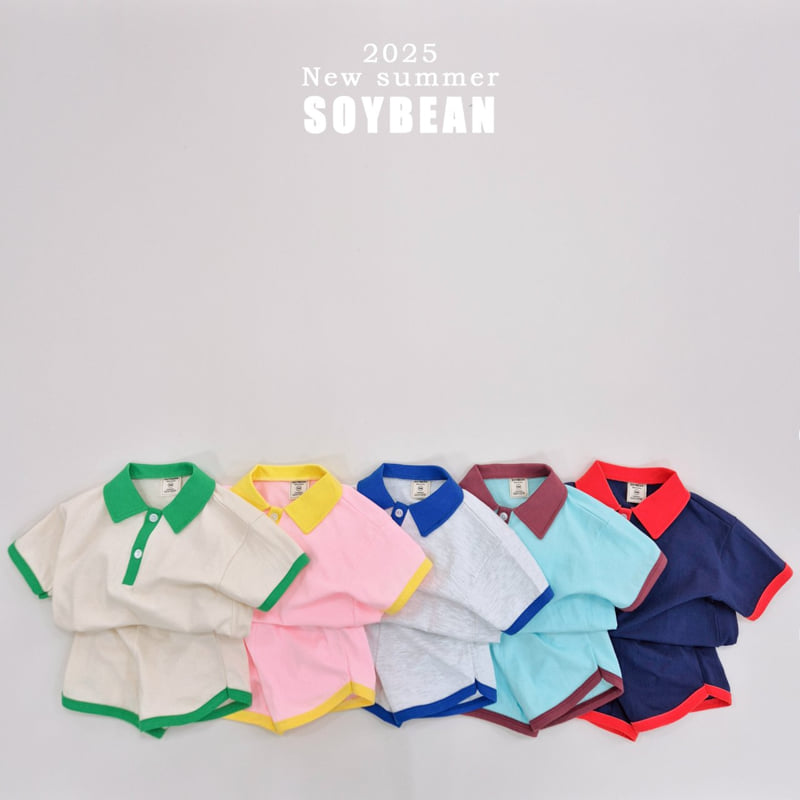 Soybean - Korean Children Fashion - #fashionkids - Collar Ringer Top Bottom Set