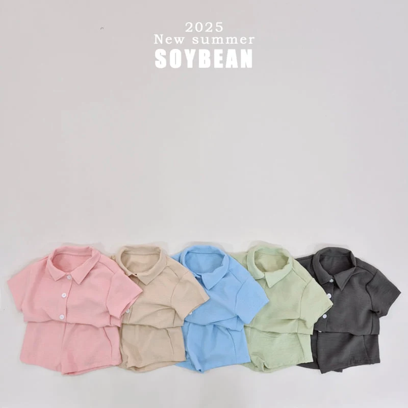 Soybean - Korean Children Fashion - #kidsshorts - Air Conditioner Shirt Top Bottom Set