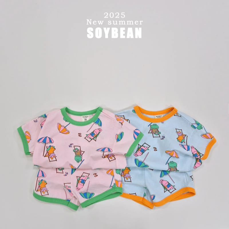 Soybean - Korean Children Fashion - #kidsshorts - Vacation Ringer Top Bottom Set