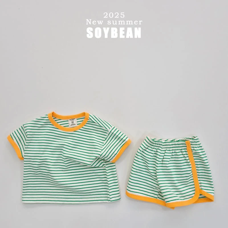Soybean - Korean Children Fashion - #kidsshorts - Ringer Stripe Top Bottom Set - 12