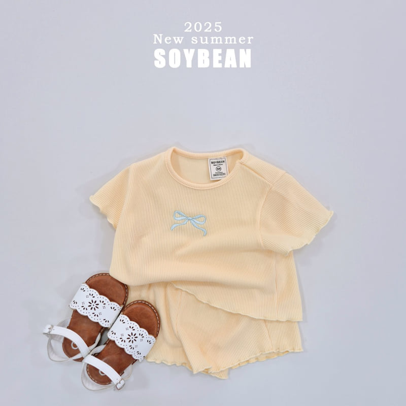 Soybean - Korean Children Fashion - #kidsshorts - Ribbon Embroidery Wave Set - 5