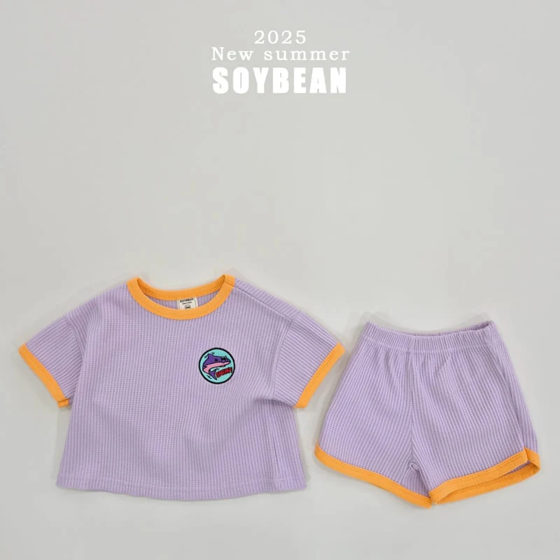Soybean - Korean Children Fashion - #kidsstore - Waffle Embroidery Top Bottom Set - 9