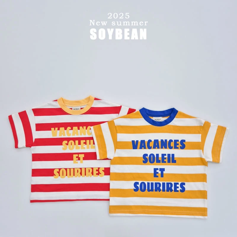 Soybean - Korean Children Fashion - #kidsstore - Vacation Stripe Short Sleeve Tee - 6