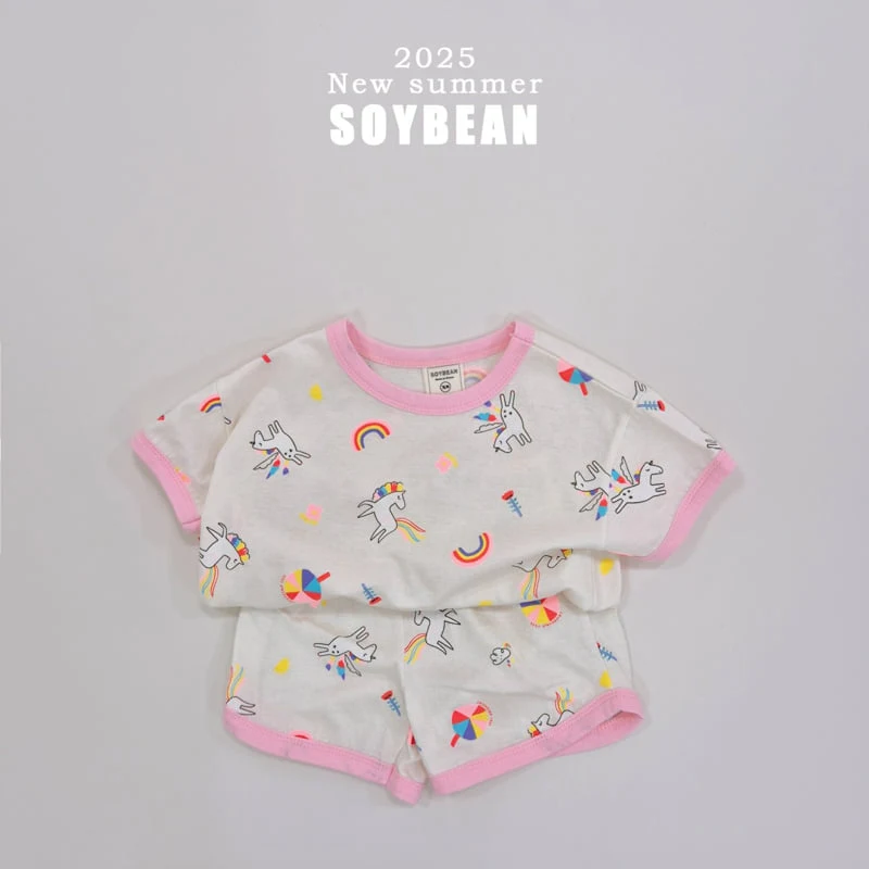 Soybean - Korean Children Fashion - #kidsstore - Unicorn Ringer Top Bottom Set - 9