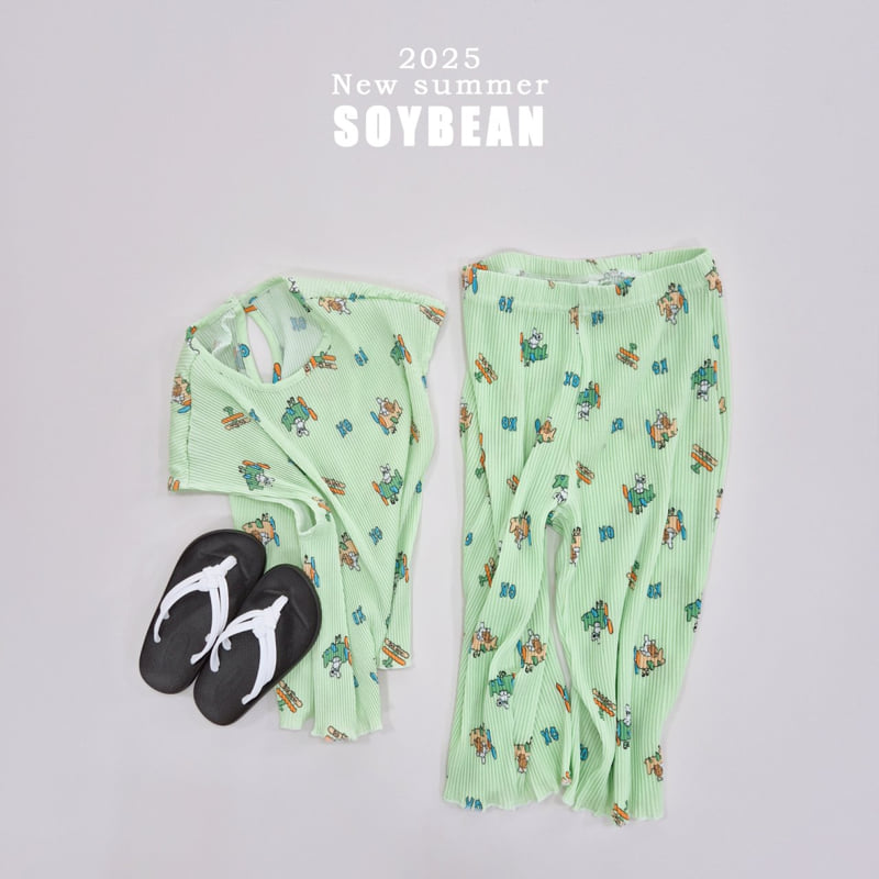 Soybean - Korean Children Fashion - #kidsshorts - Pleated Airplane Top Bottom Set - 4