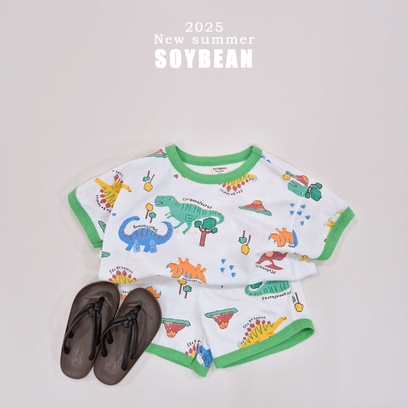 Soybean - Korean Children Fashion - #kidsshorts - Dino Ringer Top Bottom Set - 4