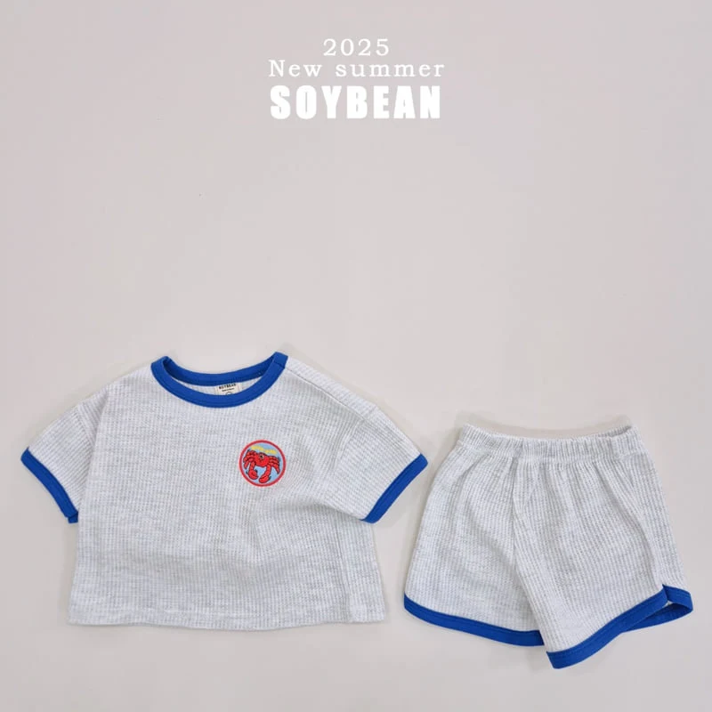 Soybean - Korean Children Fashion - #kidzfashiontrend - Waffle Embroidery Top Bottom Set - 10