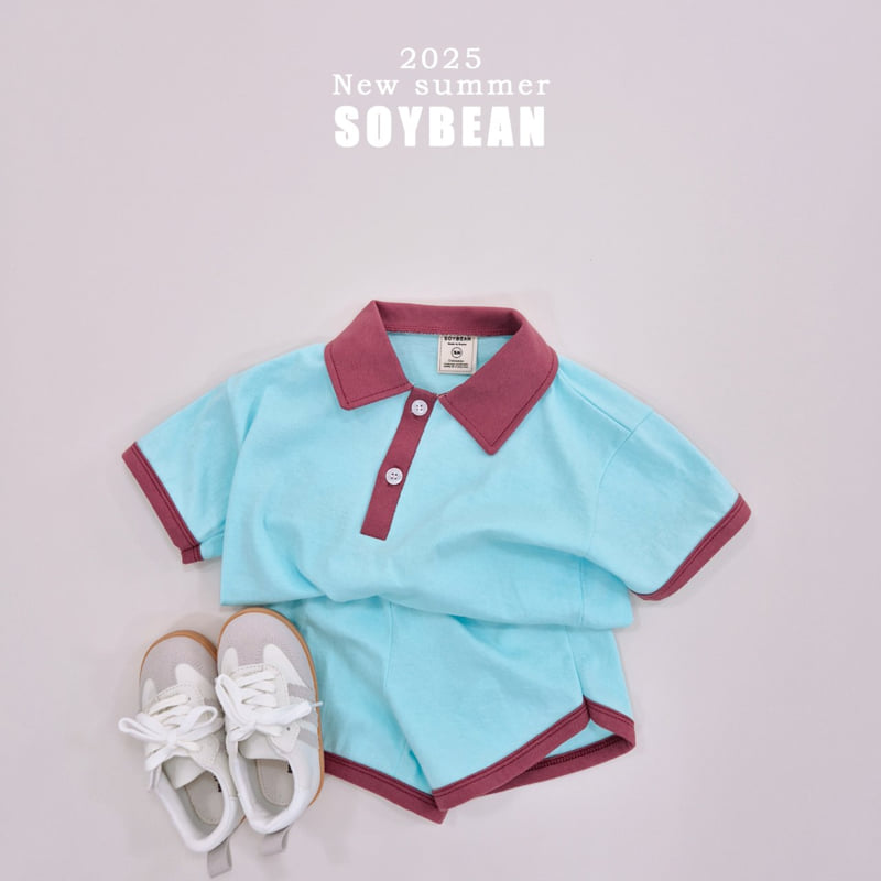 Soybean - Korean Children Fashion - #kidsstore - Collar Ringer Top Bottom Set - 4