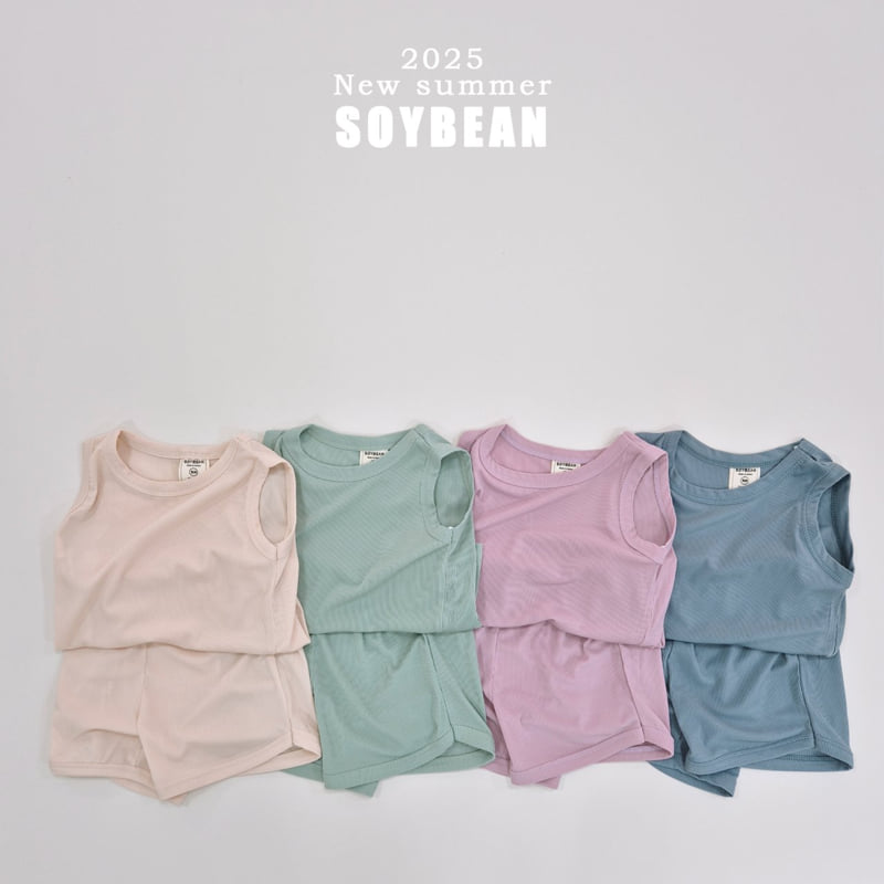 Soybean - Korean Children Fashion - #kidzfashiontrend - Cool Sleeveless Top Bottom Set
