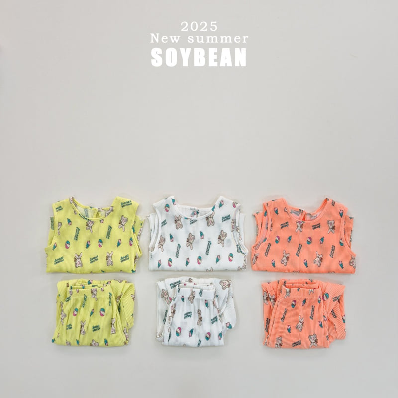 Soybean - Korean Children Fashion - #littlefashionista - Pleated Bunny Top Bottom Set