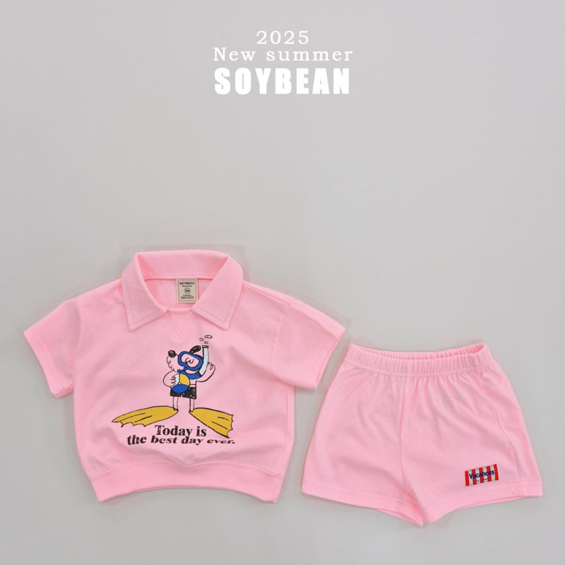 Soybean - Korean Children Fashion - #littlefashionista - Collar Snorkeling Top Bottom Set - 7