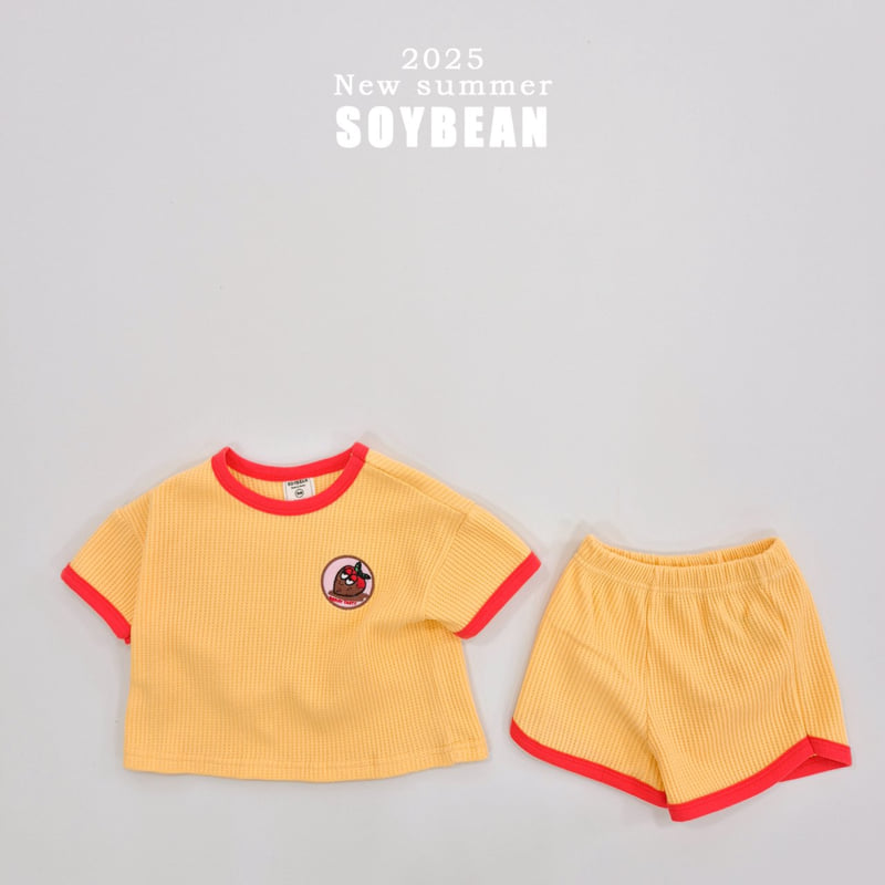 Soybean - Korean Children Fashion - #littlefashionista - Waffle Embroidery Top Bottom Set - 12