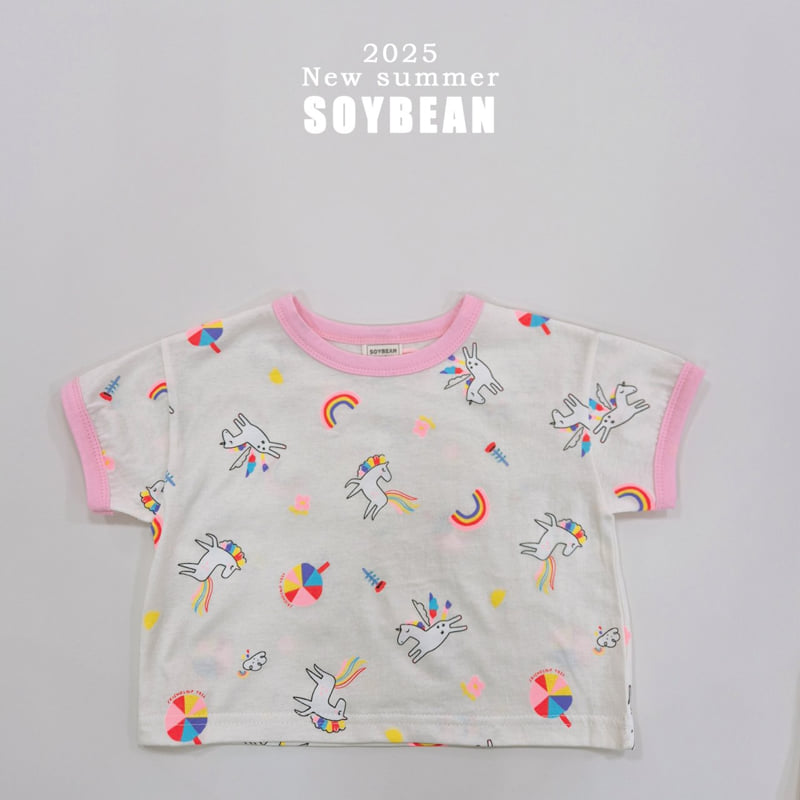 Soybean - Korean Children Fashion - #littlefashionista - Unicorn Ringer Top Bottom Set - 12