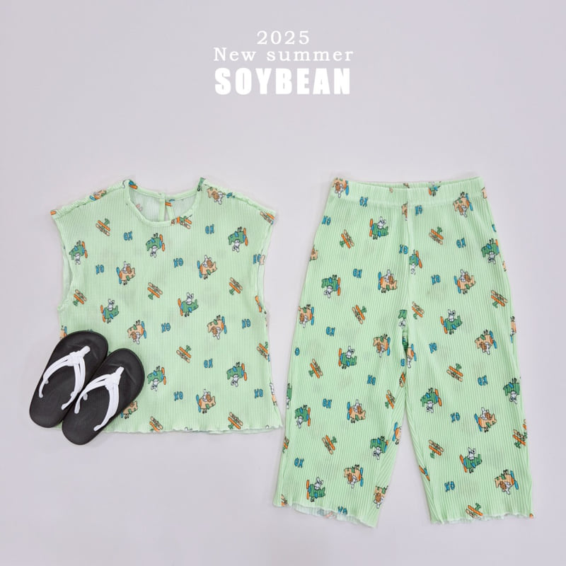 Soybean - Korean Children Fashion - #littlefashionista - Pleated Airplane Top Bottom Set - 7