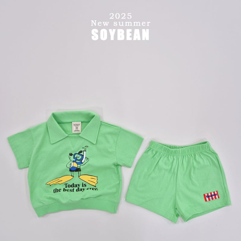 Soybean - Korean Children Fashion - #magicofchildhood - Collar Snorkeling Top Bottom Set - 8