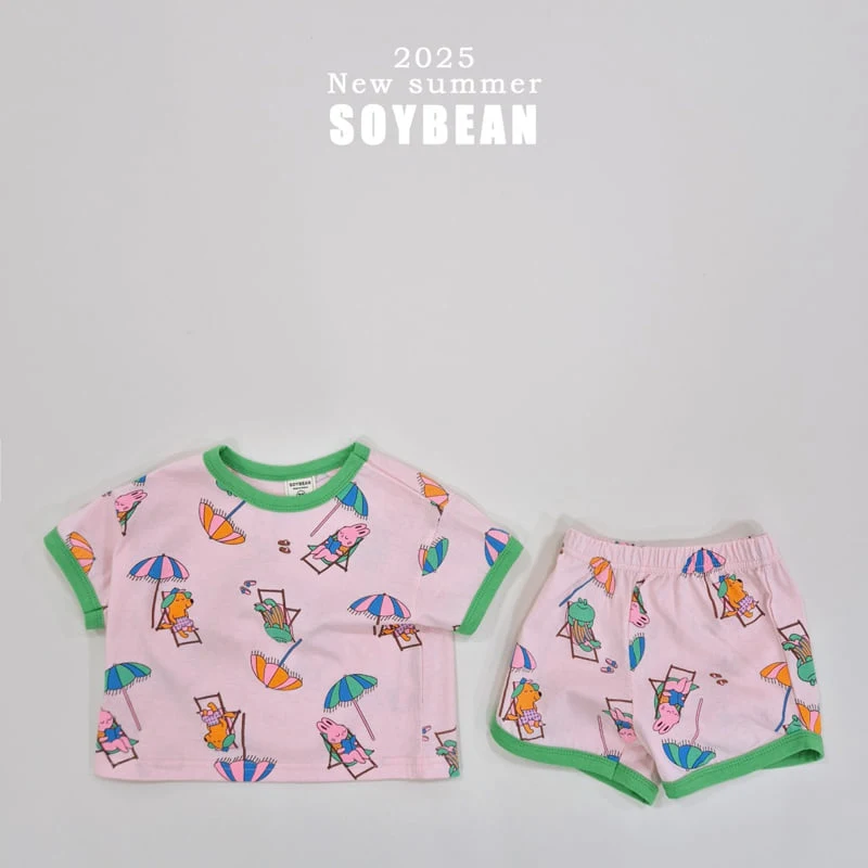 Soybean - Korean Children Fashion - #magicofchildhood - Vacation Ringer Top Bottom Set - 6