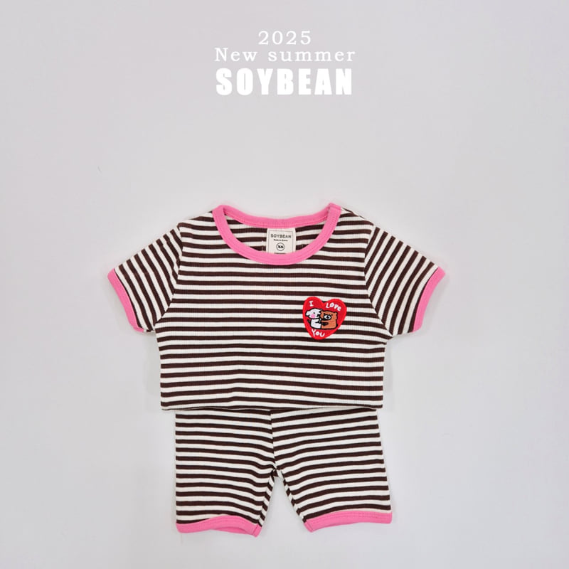 Soybean - Korean Children Fashion - #magicofchildhood - Heart Rib Top Bottom Set - 10