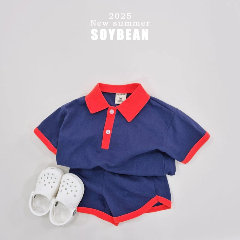 Soybean - Korean Children Fashion - #magicofchildhood - Collar Ringer Top Bottom Set - 7