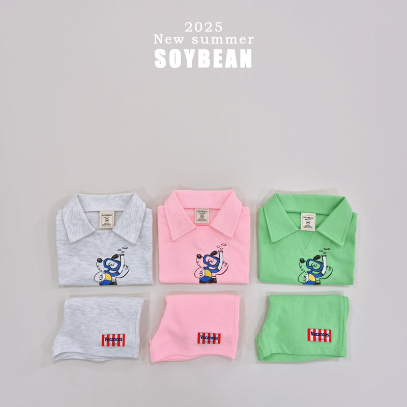 Soybean - Korean Children Fashion - #minifashionista - Collar Snorkeling Top Bottom Set - 9