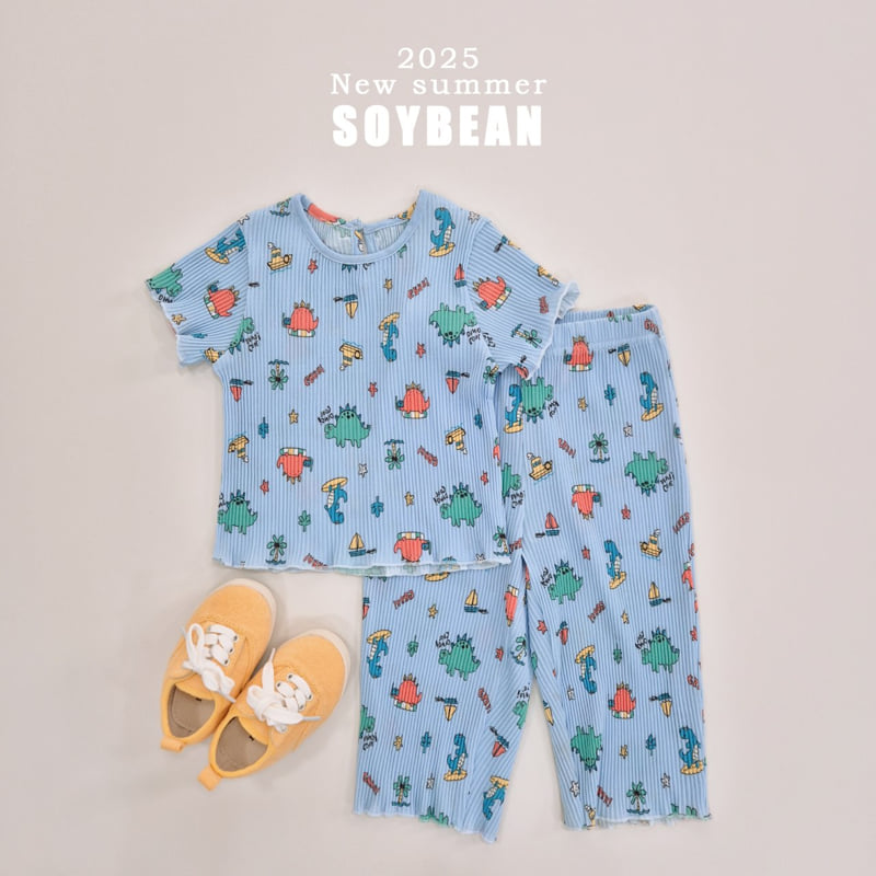 Soybean - Korean Children Fashion - #magicofchildhood - Pleated Dino Top Bottom Set - 4