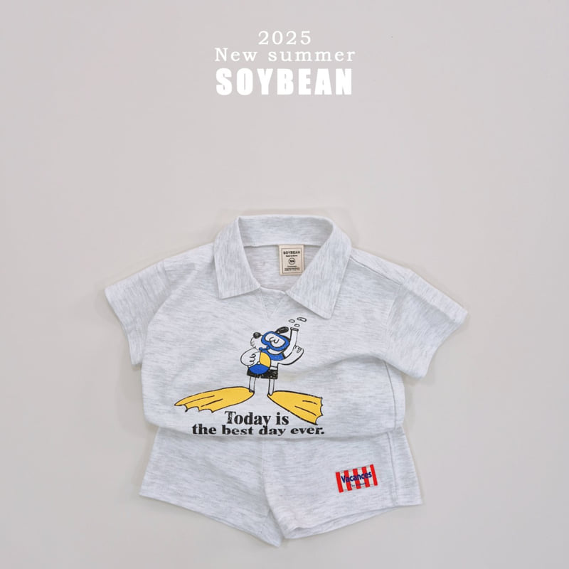 Soybean - Korean Children Fashion - #prettylittlegirls - Collar Snorkeling Top Bottom Set - 10