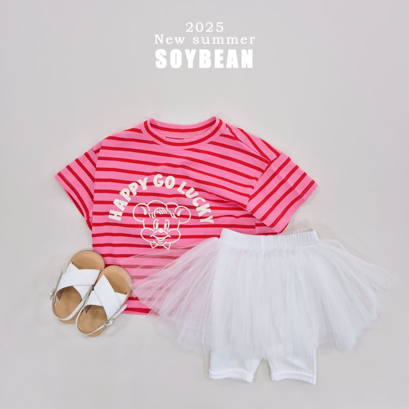 Soybean - Korean Children Fashion - #prettylittlegirls - Happy Lucky Stripe Tee - 9