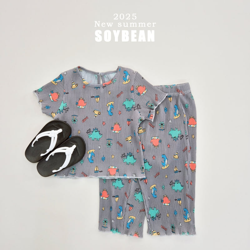Soybean - Korean Children Fashion - #prettylittlegirls - Pleated Dino Top Bottom Set - 5