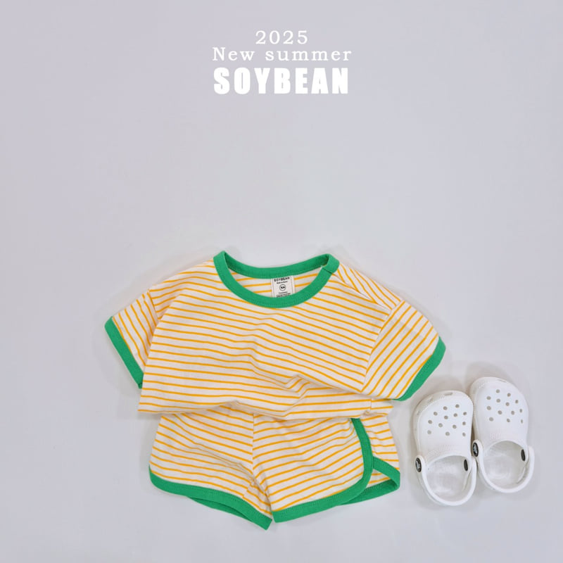 Soybean - Korean Children Fashion - #prettylittlegirls - Ringer Stripe Top Bottom Set - 3
