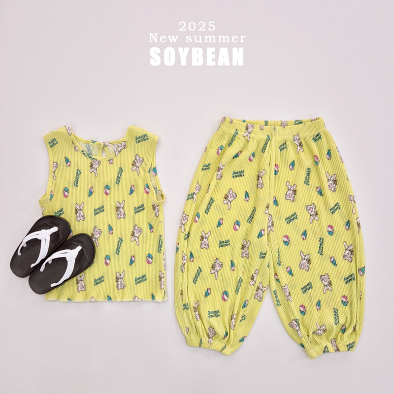 Soybean - Korean Children Fashion - #stylishchildhood - Pleated Bunny Top Bottom Set - 7